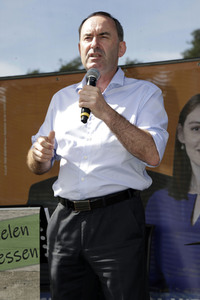 Hubert Aiwanger bei einer Wahlkampfveranstaltung der Freien Wähler Hessen in Wetter
