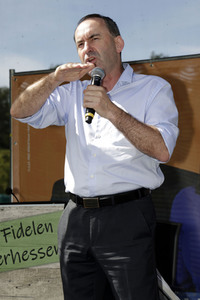 Hubert Aiwanger bei einer Wahlkampfveranstaltung der Freien Wähler Hessen in Wetter