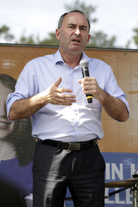 Hubert Aiwanger bei einer Wahlkampfveranstaltung der Freien Wähler Hessen in Wetter