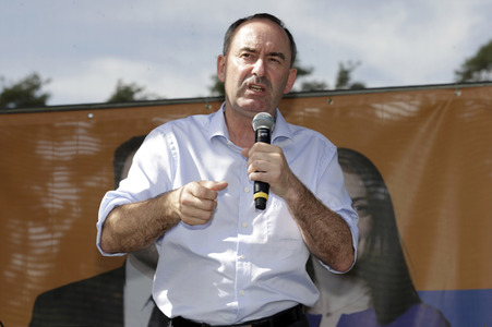 Hubert Aiwanger bei einer Wahlkampfveranstaltung der Freien Wähler Hessen in Wetter