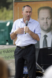 Hubert Aiwanger bei einer Wahlkampfveranstaltung der Freien Wähler Hessen in Wetter