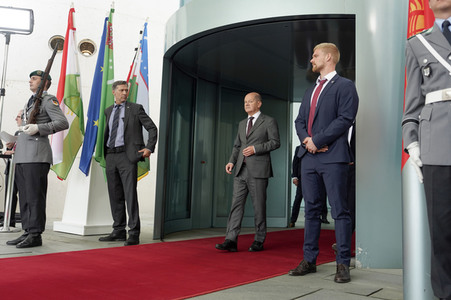 Empfang der Präsidenten von Kasachstan, Kirgisistan, Tadschikistan, Turkmenistan und Usbekistan im Kanzleramt in Berlin