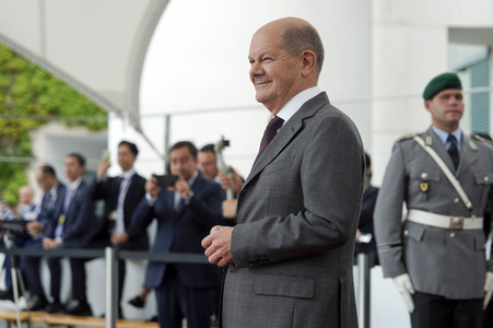 Empfang der Präsidenten von Kasachstan, Kirgisistan, Tadschikistan, Turkmenistan und Usbekistan im Kanzleramt in Berlin