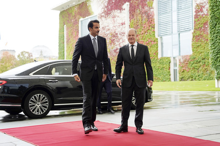 Empfang von Scheich Tamim bin Hamad Al Thani im Kanzleramt in Berlin