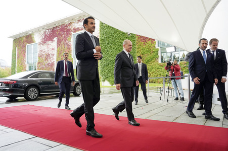 Empfang von Scheich Tamim bin Hamad Al Thani im Kanzleramt in Berlin