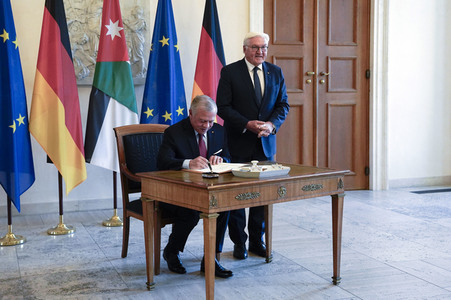 Empfang von Abdullah II. bin al-Hussein im Schloss Bellevue in Berlin