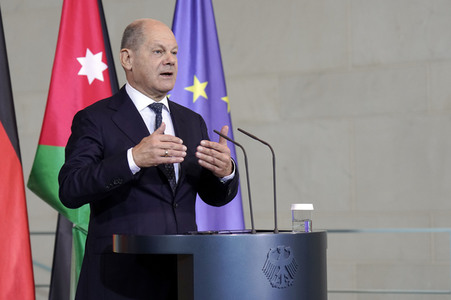 Empfang des Königs von Jordanien im Kanzleramt in Berlin