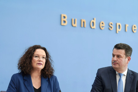 Bundespressekonferenz Turbo zur Arbeitsmarktintegration in Berlin