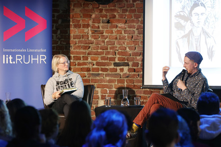 Mareike Graepel und Jan Hendrik Ax auf der lit.Ruhr 2023 in Bochum