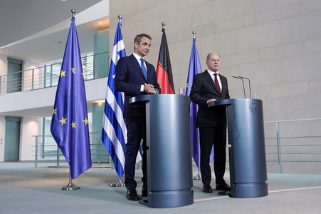 Empfang von Kyriakos Mitsotakis im Kanzleramt in Berlin