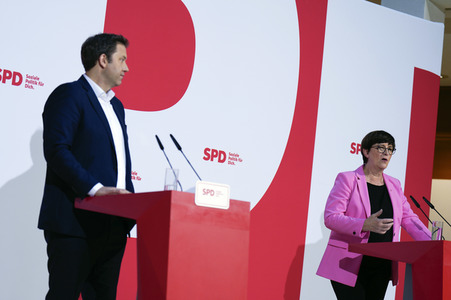 Pressekonferenz der SPD zu Beratungen aktueller Themen in Berlin