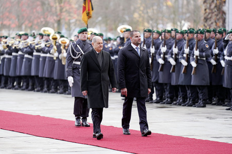 Empfang des Premierministers von Malta im Kanzleramt in Berlin