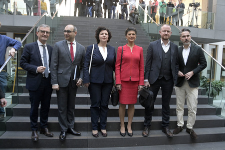 Bundespressekonferenz zur Gründung der Partei Bündnis Sahra Wagenknecht in Berlin