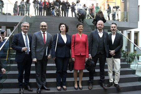 Bundespressekonferenz zur Gründung der Partei Bündnis Sahra Wagenknecht in Berlin