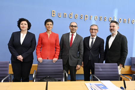 Bundespressekonferenz zur Gründung der Partei Bündnis Sahra Wagenknecht in Berlin