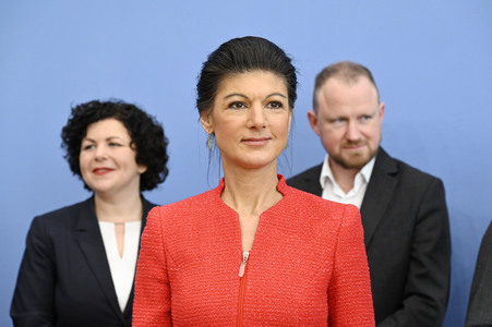 Bundespressekonferenz zur Gründung der Partei Bündnis Sahra Wagenknecht in Berlin