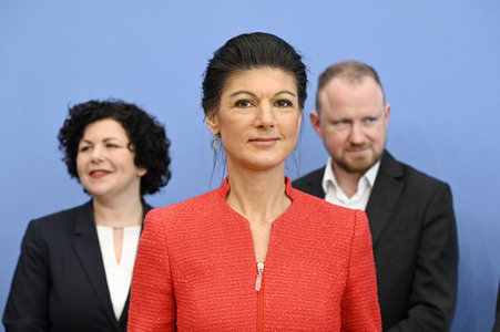 Bundespressekonferenz zur Gründung der Partei Bündnis Sahra Wagenknecht in Berlin