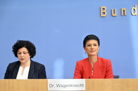 Bundespressekonferenz zur Gründung der Partei Bündnis Sahra Wagenknecht in Berlin
