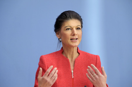 Bundespressekonferenz zur Gründung der Partei Bündnis Sahra Wagenknecht in Berlin