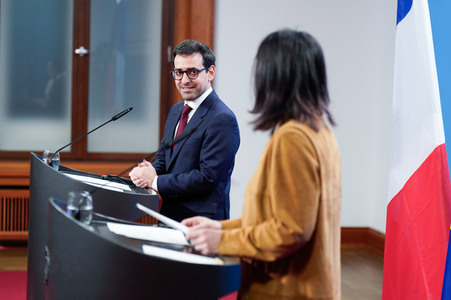 Pressekonferenz von Annalena Baerbock und Stéphane Séjourné in Berlin