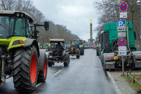 Ankunft zur Großdemonstration von Landwirtschaft und Transportgewerbe in Berlin