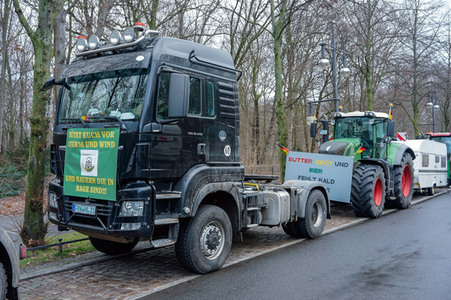 Ankunft zur Großdemonstration von Landwirtschaft und Transportgewerbe in Berlin