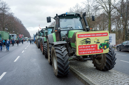 Ankunft zur Großdemonstration von Landwirtschaft und Transportgewerbe in Berlin