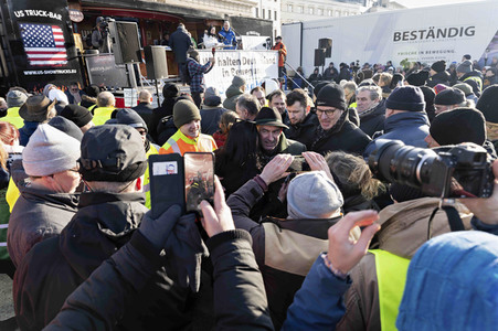 Kundgebung der Spediteure in Berlin