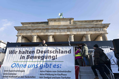 Kundgebung der Spediteure in Berlin