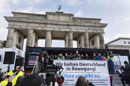 Kundgebung der Spediteure in Berlin