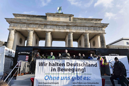 Kundgebung der Spediteure in Berlin