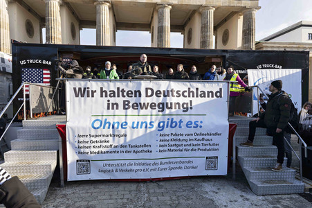 Kundgebung der Spediteure in Berlin