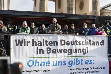 Kundgebung der Spediteure in Berlin
