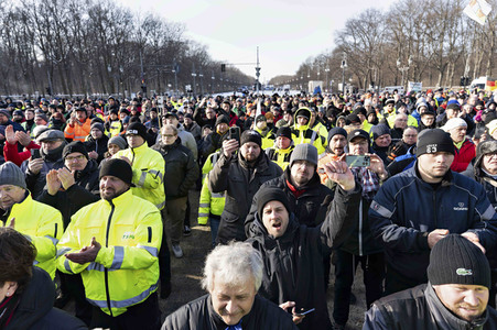 Kundgebung der Spediteure in Berlin