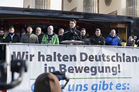Kundgebung der Spediteure in Berlin
