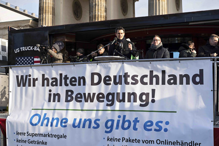 Kundgebung der Spediteure in Berlin