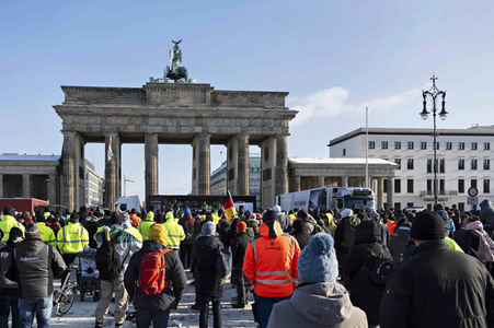 Kundgebung der Spediteure in Berlin
