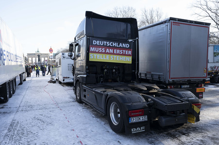 Kundgebung der Spediteure in Berlin