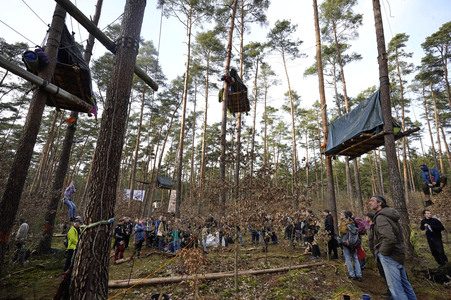 Protestcamp gegen die Erweiterungspläne des Tesla-Werks in Grünheide