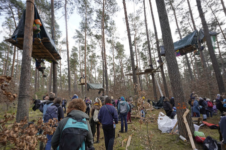 Protestcamp gegen die Erweiterungspläne des Tesla-Werks in Grünheide