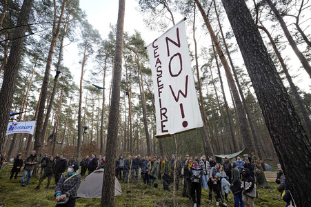 Protestcamp gegen die Erweiterungspläne des Tesla-Werks in Grünheide