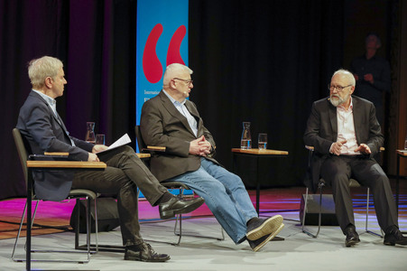 Joschka Fischer und Herfried Münkler auf der lit.Cologne 2024