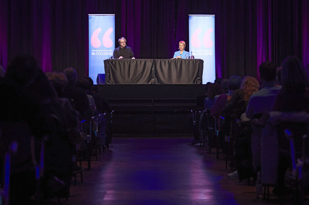 Cordula Stratmann und Bjarne Mädel auf der lit.Cologne 2024 in Köln