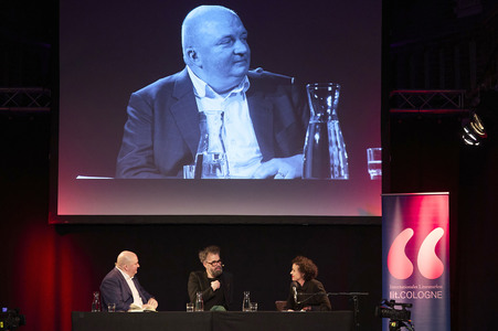 Jan Schomburg und Maria Schrader auf der lit.Cologne 2024 in Köln