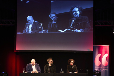 Jan Schomburg und Maria Schrader auf der lit.Cologne 2024 in Köln