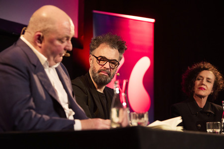 Jan Schomburg und Maria Schrader auf der lit.Cologne 2024 in Köln