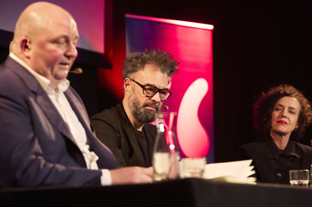 Jan Schomburg und Maria Schrader auf der lit.Cologne 2024 in Köln