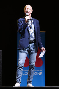 Bjarne Mädel, Angelika Richter und Matthias Brandt auf der lit.Cologne 2024 in Köln