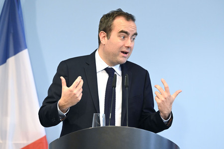 Pressekonferenz mit Sebastien Lecornu und Boris Pistorius in Berlin