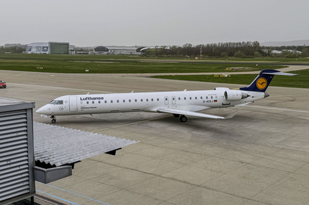 Vorerst letzte Maschine der Lufthansa am Bodensee-Airport Friedrichshafen